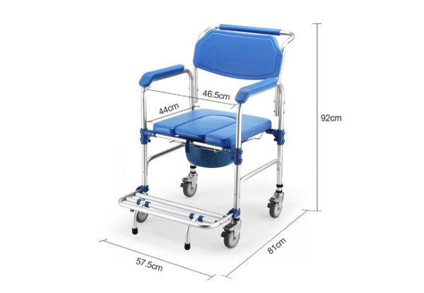 Three-in-One Commode Mobile Shower Chair Toilet Seat