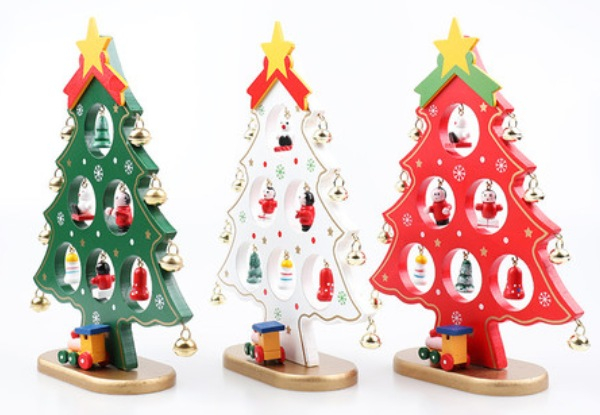 Mini Wooden Tabletop Christmas Tree Decor - Three Colours Available