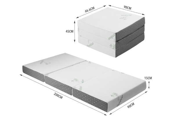 Luxdream Bamboo Foam Trifold Mattress  with Removable Bamboo Cover - Five Sizes Available