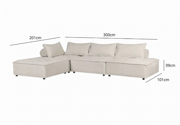 Hazel Contemporary Velvet Cream Sectional Sofa