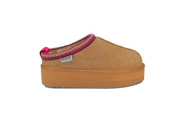 Ugg Roughland Platform Water-Resistant Tassie Suede Sheepskin Moccasin Slippers -  Available in Two Colours & Six Sizes