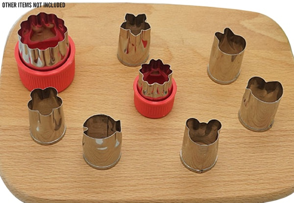Eight-Piece Stainless Steel Biscuit or Fruit Cutter Moulds Set - Two Colours Available & Option for Two