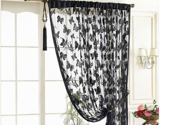 Black Butterfly Polyester Fibre Tassel String Curtain - Options for up to Three