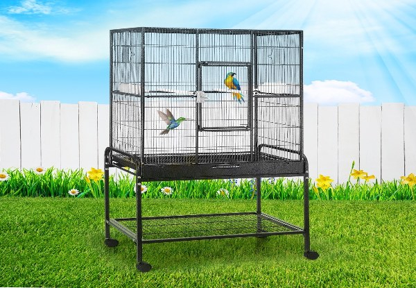 Large Metal Bird Cage with Detachable Rolling Wheels Stand