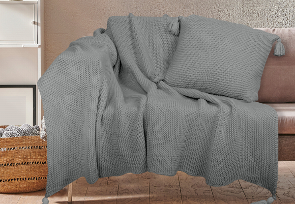 Dreamz Knitted Throw Blanket Incl. Cushion - Three Colours Available