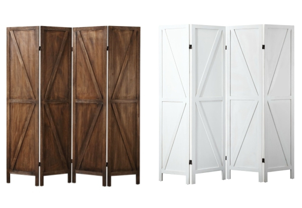 Four-Panel Portable Room Divider Stand - Two Colours Available