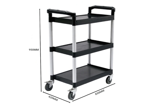 SOGA Three-Tier Portable Food Trolley with Wheels