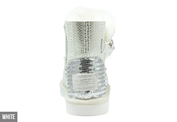 Aussie Connection Women’s Mini Sequin Crystal Button Sheepskin UGG Boots - Two Colours Available