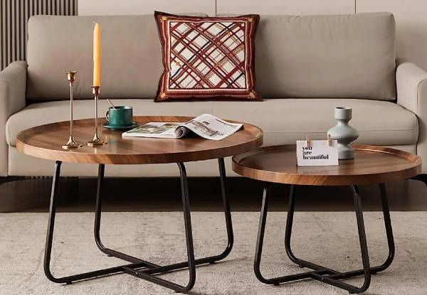 Industrial Two-Piece Round Nesting Table Set