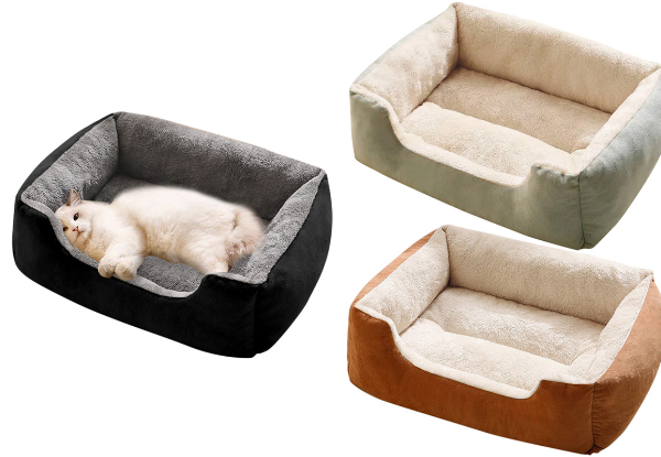 Rectangle Plush Pet Cat Dog Bed - Available in Three Colours