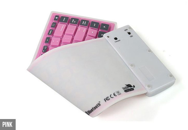 Water Resistant Bluetooth Roll-Up Silicone Keyboard - Four Colours Available with Free Delivery
