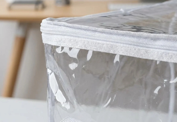 Two Large Clear PVC Office Storage Bags with Reinforced Handles