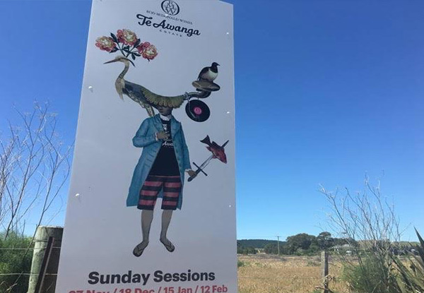 Entry to Te Awanga Estate Sunday Sessions for One Person incl. a Bottle of One of Te Awanga Estate Pinot Gris 2017 on Sunday, 26th November - Option for Two People