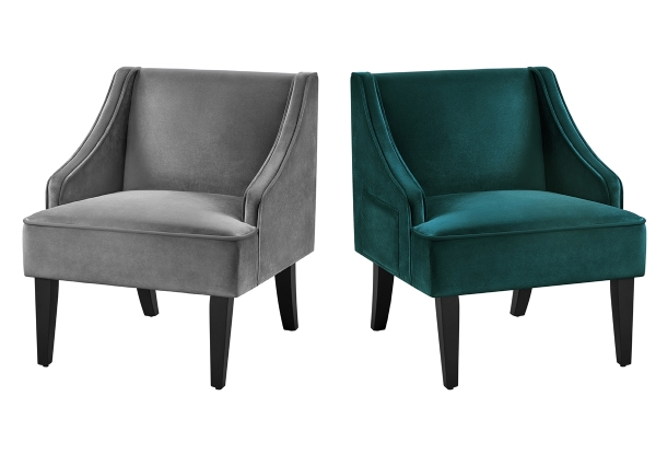 Two-Piece Accent Velvet Armchairs - Three Colours Available