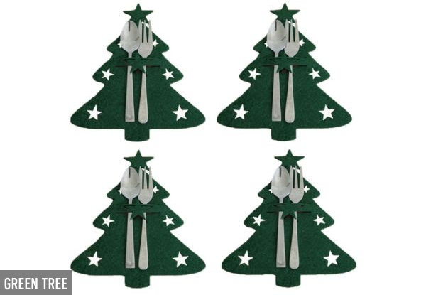 Four-Piece Christmas Cutlery Holder Pockets - Six Styles Available