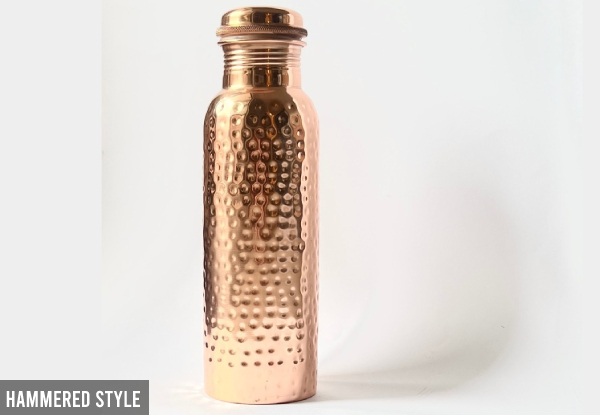 Copper Water Bottle - Two Styles Available & Option for Two-Pack