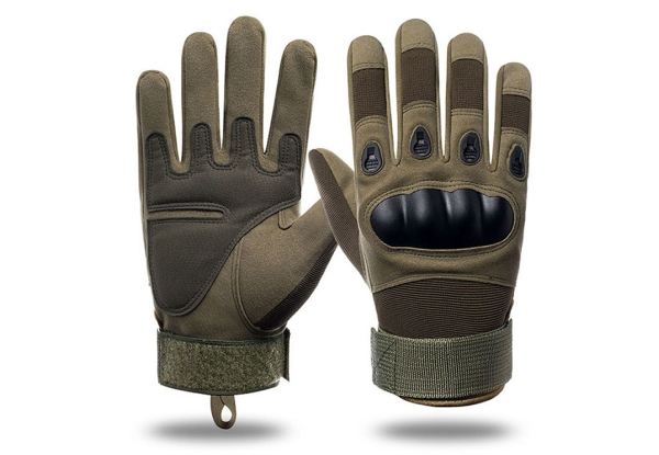 Outdoor Full Finger Army Green Tactical Gloves for Protective Sports - Three Sizes Available