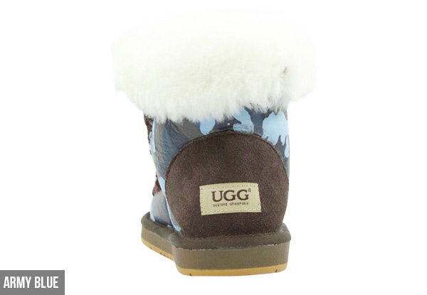 Auzland Women’s 'Becky' Army Print Sheepskin UGG Boots - Three Colours Available