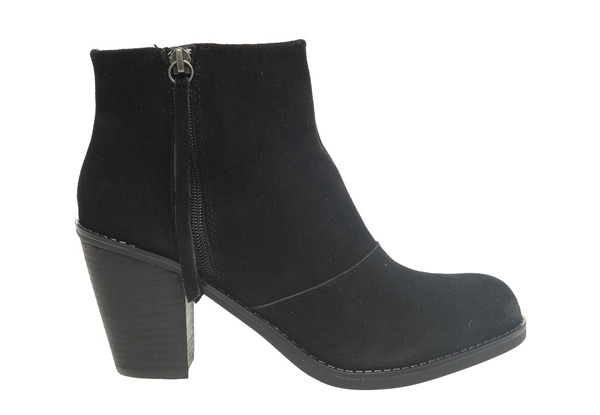 Women’s Leather Western Ankle Boot with High Block Heel