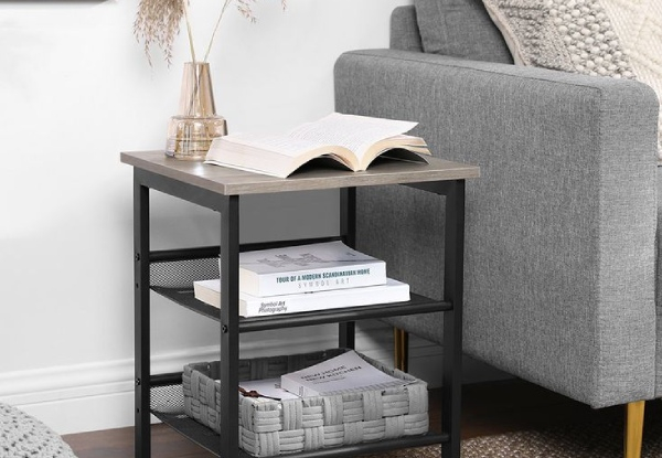 Vasagle Two-Pieces End Table with Adjustable Mesh Shelves