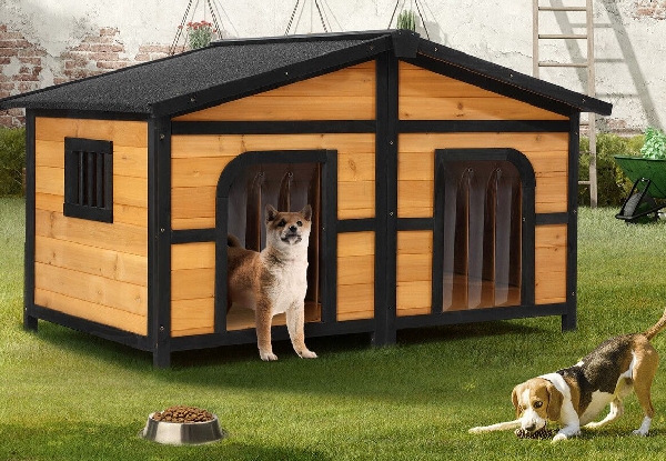 Petscene Wooden Dog House with Two Doors