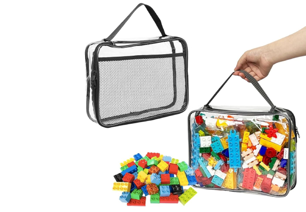 Four-Piece Transparent Block Set Storage Bags with Mesh Side Pockets