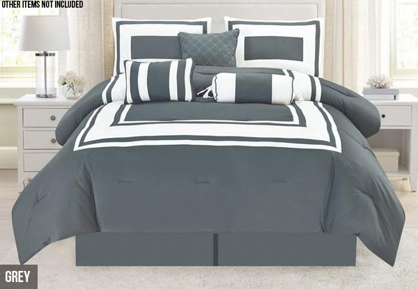 Seven-Piece Solid Colour Comforter Sets - Three Sizes & Colours Available