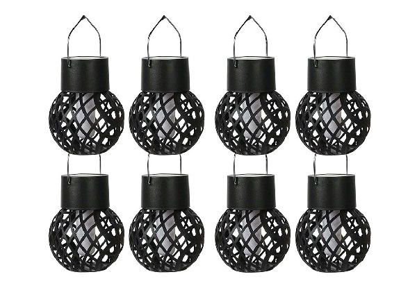 Eight-Piece Outdoor Solar LED Flame Hanging Lights