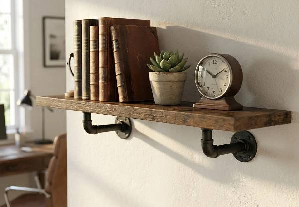 Two-Pack Industrial Floating Wall Shelves - Three Options Available