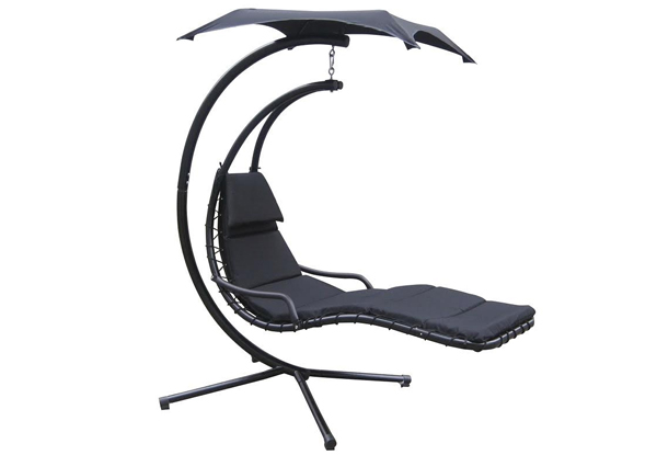 $249 for a Helicopter Hanging Outdoor Chair in Two Colours or $349 for a Large Egg Swing Chair Pod in Black