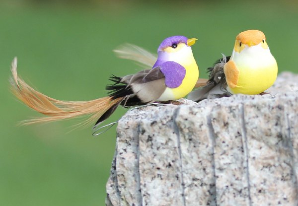 12-Pieces Artificial Feathered Bird Decorations