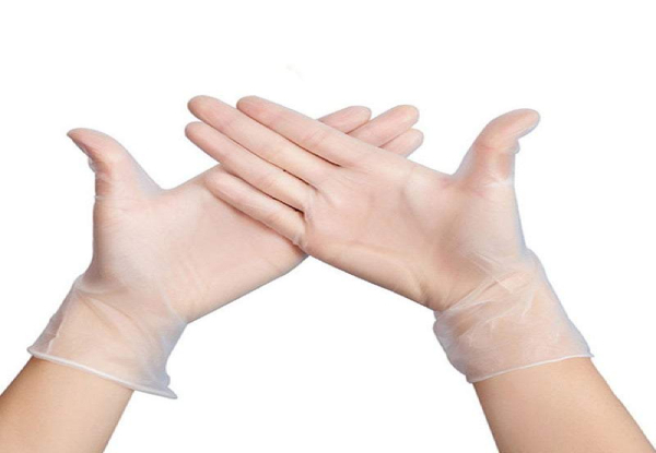 100 Pieces Clear Disposable Rubber Gloves - Three Sizes Available