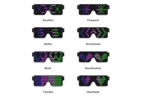 Rechargeable LED Light-Up Rave Glasses - Four Colours Available