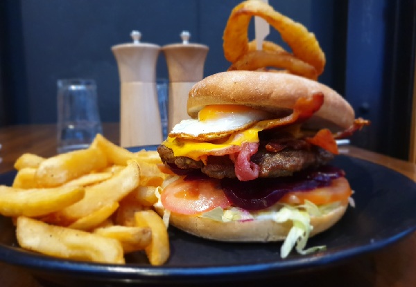 Two Premium Burgers incl. Chips or Salad, Two Monteith's Beers or Dusky Sounds Wines for Two People - Option for Four People