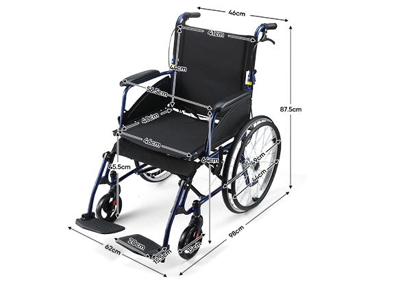 20-Inch Portable Folding Mobility Wheelchair with Four Brakes