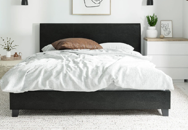 Nico Black PU Leather Bed Frame - Two Sizes Available