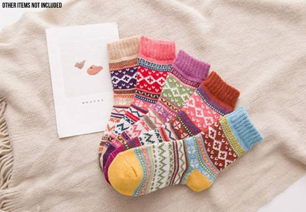 Five Pairs of Women's Winter Thermal Socks - Option for 10 Pairs