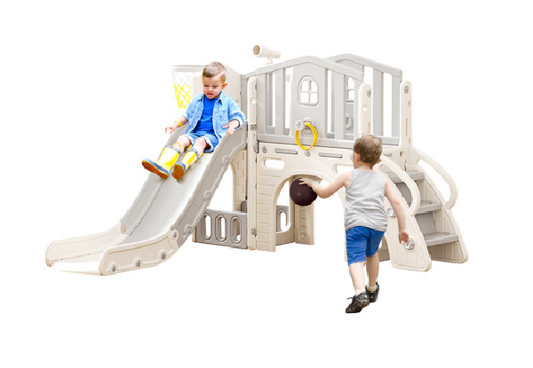 Seven-in-One Kids Slide & Basketball Hoop Playset - Two Colours Available