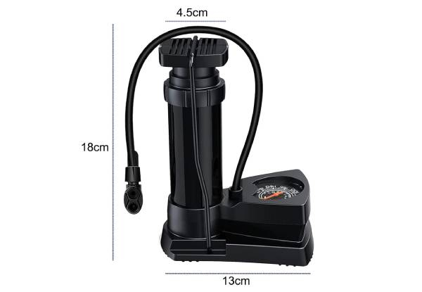 Bike Floor Pump Tyre Inflator with Pressure Gauge - Four Colours Available