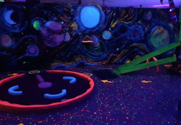 18-Hole Game of Glow in the Dark Mini Golf - Options for up to Six People