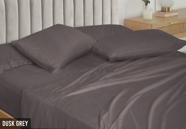 Four-Piece Royal Comfort 1500TC Cotton Rich Fitted Sheet Set - Available in Four Colours & Two Sizes