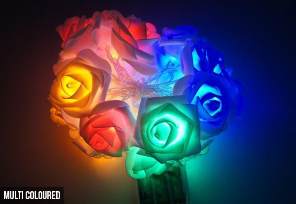 20 LED Rose Fairy Light String - Three Colours Available with Free Delivery