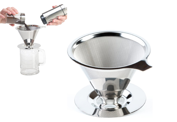 Stainless Steel Reusable Drip Cone Coffee Filter - Two Sizes Available