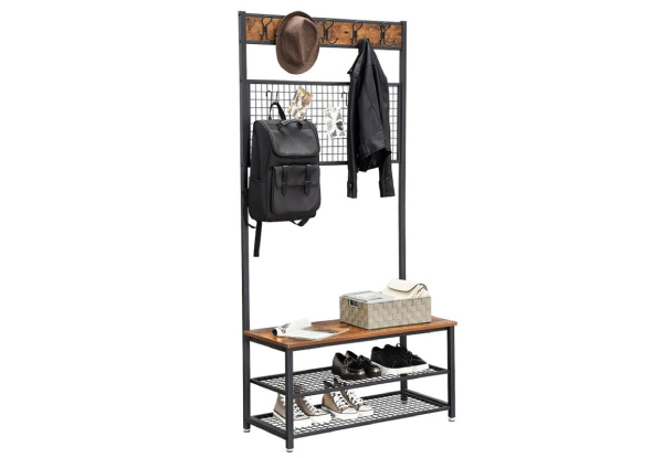 Vasagle Coat Rack Storage Shelves with Grid Memo Board