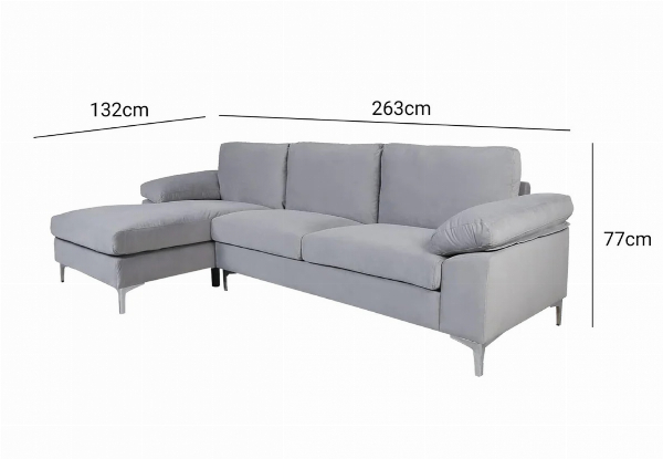 Kaveah Velvet Lounge Sectional Sofa - Available in Two Colours & Option with Left or Right Chaise