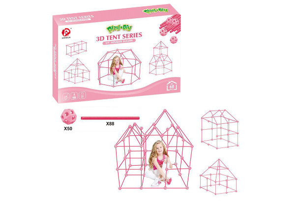 68-Piece Kids Fort Building Kit - Option for 138-Piece