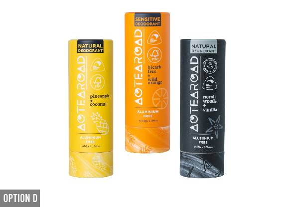 Three-Pack Mixed Aotearoad Natural Deodorant - Seven Options Available