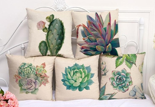 Two-Pack of Succulent Pillow Cases - Five Styles Available & Option for Four-Pack