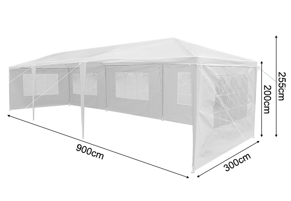 3x9m White Walled Water-Resistant Outdoor Gazebo