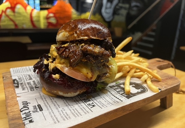 Two Gourmet Burgers & Two Fries at Two Thumb on Manchester – Option for Four Burgers & Four Fries